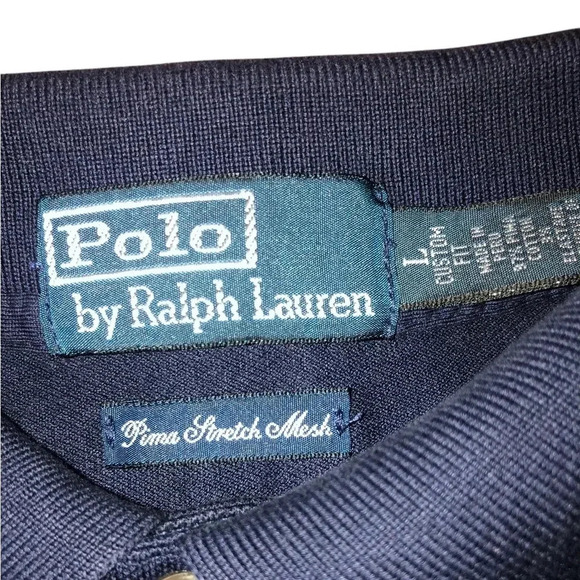 Sold** P by Ralph Lauren Pima soft stretch mesh polo shirt navy size Men’s Large - Picture 3 of 4
